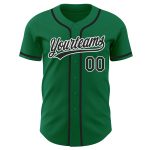 Custom Kelly Green Authentic Baseball Jersey with Black and White Details Personalized Kelly Green Black-White Authentic