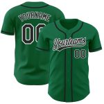 Custom Kelly Green Authentic Baseball Jersey with Black and White Details Personalized Kelly Green Black-White Authentic