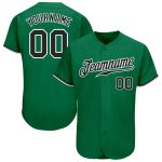 Custom Team Name and Number Authentic Baseball Jersey in Kelly Green Black-White Personalized Kelly Green Black-White Authentic