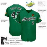 Custom Team Name and Number Authentic Baseball Jersey in Kelly Green Black-White Personalized Kelly Green Black-White Authentic