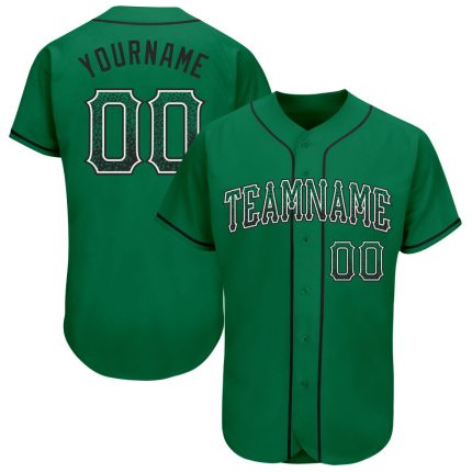 Custom Name Number Baseball Jersey - Kelly Green Black-White Authentic Drift Fashion Team Personalized Kelly Green Black-White