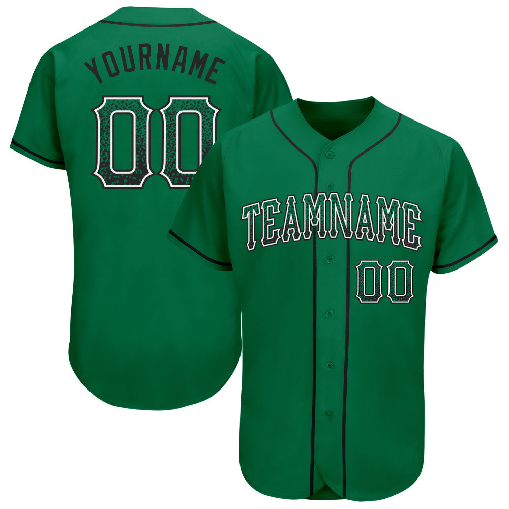 Custom Name Number Baseball Jersey - Kelly Green Black-White Authentic Drift Fashion Team Personalized Kelly Green Black-White