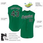 Personalized Authentic Sleeveless Baseball Jersey in Kelly Green Black-White Personalized Kelly Green Black-White Authentic