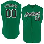 Personalized Authentic Sleeveless Baseball Jersey in Kelly Green Black-White Personalized Kelly Green Black-White Authentic