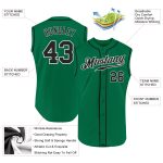 Custom Name and Number Baseball Jersey - Authentic Sleeveless Kelly Green Black-White Design Personalized Kelly Green Black-White