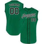 Custom Name and Number Baseball Jersey - Authentic Sleeveless Kelly Green Black-White Design Personalized Kelly Green Black-White