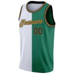 Custom Name and Number Authentic Split Basketball Jersey - Personalized Kelly Green Black-White Fashion Team Jersey Personalized