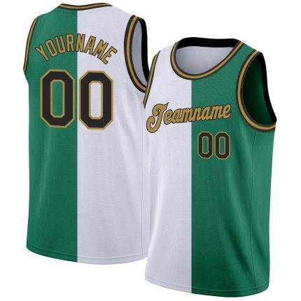 Custom Name and Number Authentic Split Basketball Jersey - Personalized Kelly Green Black-White Fashion Team Jersey Personalized