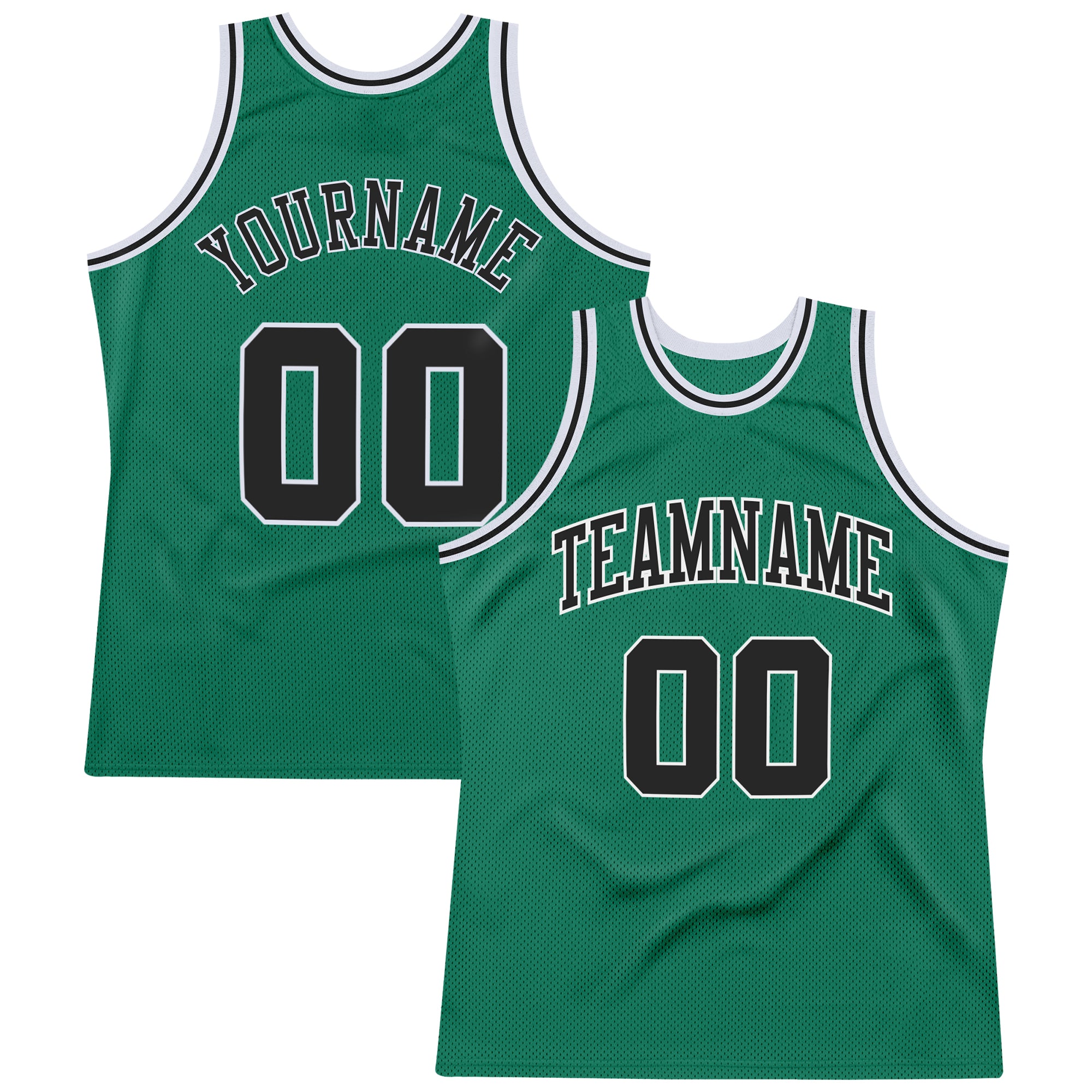 Custom Name Number Black White Kelly Green Basketball Jersey Authentic Throwback Personalized Kelly Green Black-White Authentic