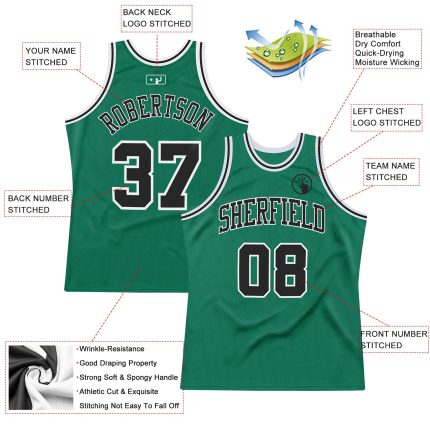 Custom Name Number Black White Kelly Green Basketball Jersey Authentic Throwback Personalized Kelly Green Black-White Authentic
