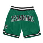 Custom Team Shorts with Name and Number - Kelly Green Black-White Authentic Throwback Basketball Shorts Personalized Kelly