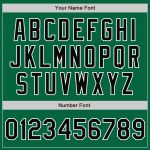 Custom Name Number Varsity Letterman Two Tone Bomber Jacket Kelly Green Black White Full-Snap Personalized Kelly Green Black-White