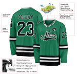 Custom Name Number Hockey Jersey - Personalized Black White Kelly Green Team Jersey Personalized Kelly Green Black-White