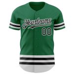 Custom Name and Number Authentic Baseball Jersey - Personalized Kelly Green Black-White Line Design Personalized Kelly Green