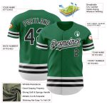Custom Name and Number Authentic Baseball Jersey - Personalized Kelly Green Black-White Line Design Personalized Kelly Green