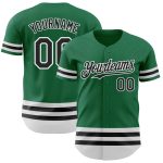 Custom Name and Number Authentic Baseball Jersey - Personalized Kelly Green Black-White Line Design Personalized Kelly Green