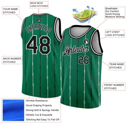 Custom Name Number Authentic City Edition Basketball Jersey Kelly Green Black White Lines Personalized Kelly Green Black-White