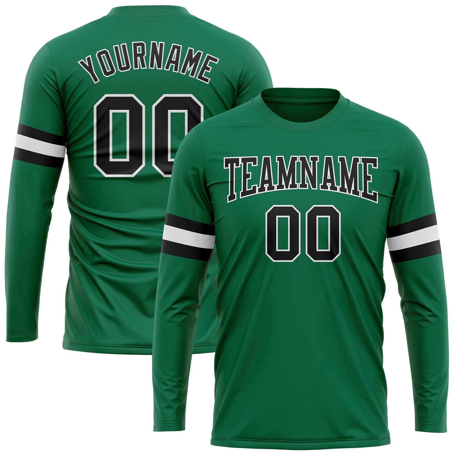 Custom Name Number Kelly Green Long Sleeve Performance T-Shirt - Salute To Service Team Edition Personalized Kelly Green