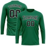 Custom Name Number Kelly Green Long Sleeve Performance T-Shirt - Salute To Service Team Edition Personalized Kelly Green