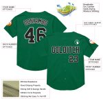 Personalized Kelly Green Baseball Jersey - Authentic Black and White Mesh Throwback Style Personalized Kelly Green Black-White