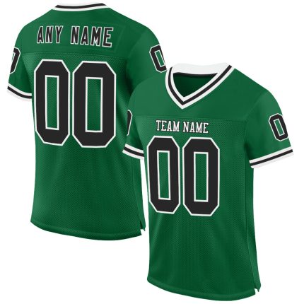 Custom Name Number Authentic Throwback Football Jersey - Personalized Kelly Green Black White Mesh Team Apparel Personalized