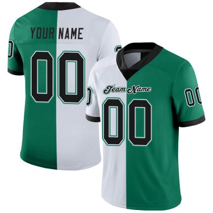 Custom Name and Number Personalized Kelly Green Black-White Mesh Fashion Football Jersey Personalized Kelly Green Black-White