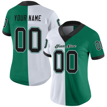 Custom Name and Number Personalized Kelly Green Black-White Mesh Fashion Football Jersey Personalized Kelly Green Black-White