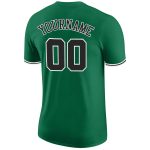 Custom Team Performance T-Shirt with Name and Number in Kelly Green and Black-White Design Personalized Kelly Green Black-White