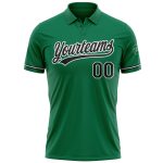 Custom Name Number Kelly Green Black White Performance Golf Polo Shirt - Personalized Team Apparel Personalized Kelly Green