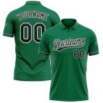 Custom Name Number Kelly Green Black White Performance Golf Polo Shirt - Personalized Team Apparel Personalized Kelly Green
