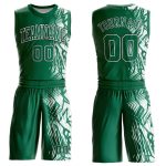 Personalized Basketball Jersey Suit in Kelly Green Black and White Round Neck Design - Sublimation Style Personalized Kelly