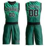 Custom Basketball Jersey with Name and Number - Kelly Green Black-White Round Neck Sublimation Suit Personalized Kelly Green