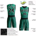 Custom Basketball Jersey with Name and Number - Kelly Green Black-White Round Neck Sublimation Suit Personalized Kelly Green