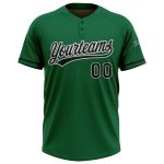 Personalized Unisex Softball Jersey - Black-White Two-Button in Kelly Green Personalized Kelly Green Black-White Two-Button