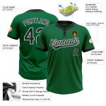 Custom Name and Number Unisex Softball Jersey in Kelly Green with Black and White Two-Button Design Personalized Kelly Green