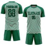 Custom Soccer Uniform Jersey with Personalized Name and Number - Kelly Green Black-White Wavy Lines Personalized Kelly Green