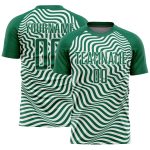 Custom Soccer Uniform Jersey with Personalized Name and Number - Kelly Green Black-White Wavy Lines Personalized Kelly Green