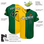 Custom Name Number Baseball Jersey - Authentic Split Design in Kelly Green Black Yellow - Personalized Team Apparel Personalized