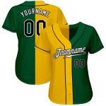 Custom Name Number Baseball Jersey - Authentic Split Design in Kelly Green Black Yellow - Personalized Team Apparel Personalized