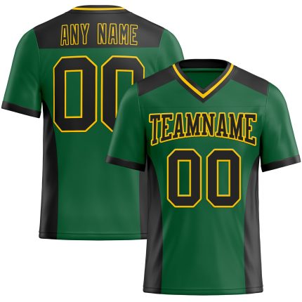 Custom Name and Number Personalized Football Jersey, Kelly Green Black Yellow Mesh, Authentic Team Apparel Personalized Kelly
