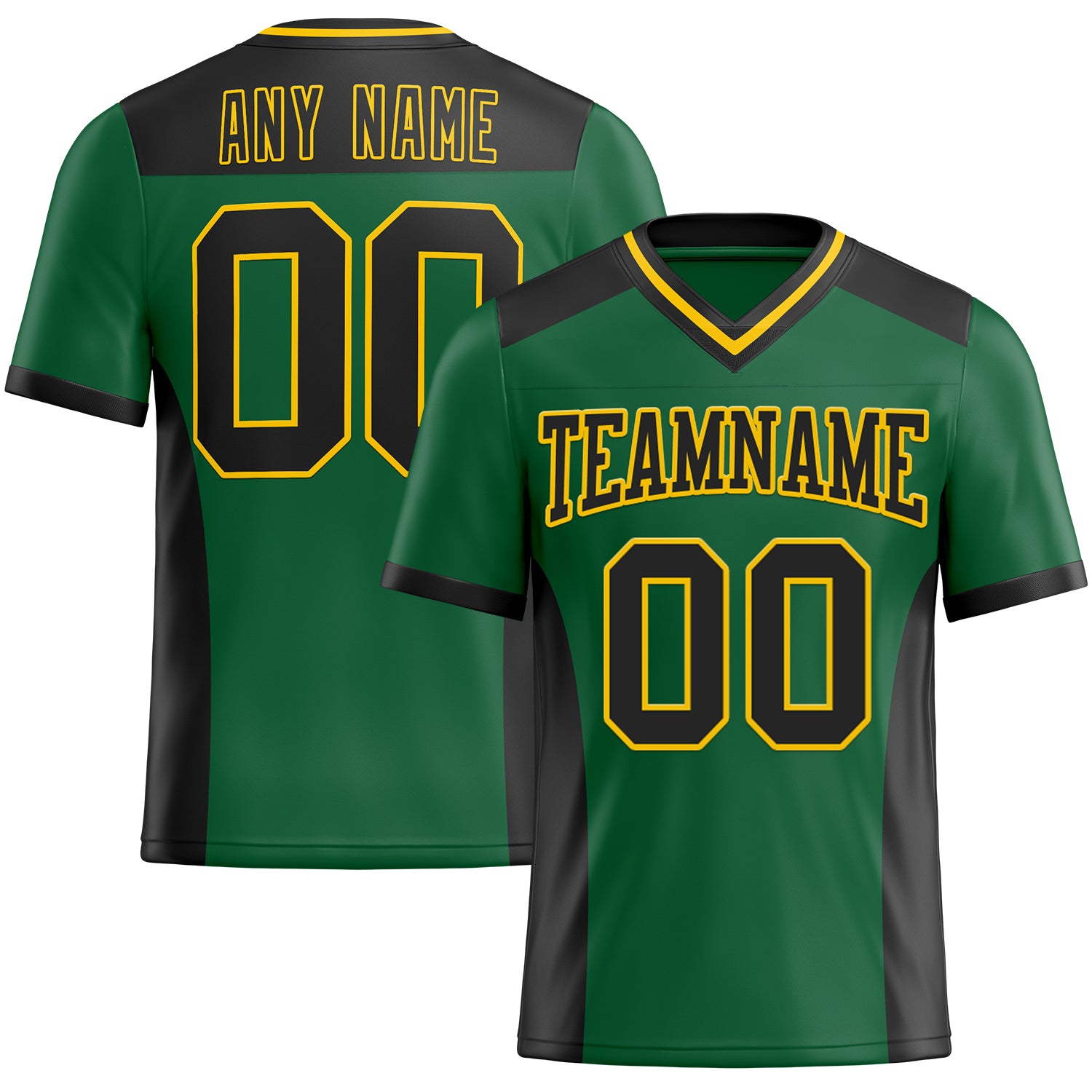 Custom Name and Number Personalized Football Jersey, Kelly Green Black Yellow Mesh, Authentic Team Apparel Personalized Kelly
