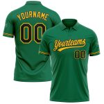 Custom Team Name Number Kelly Green Black Yellow Performance Vapor Golf Polo Shirt Personalized Kelly Green Black-Yellow