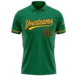 Custom Team Name Number Kelly Green Black Yellow Performance Vapor Golf Polo Shirt Personalized Kelly Green Black-Yellow