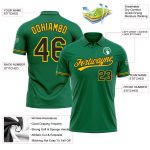 Custom Team Name Number Kelly Green Black Yellow Performance Vapor Golf Polo Shirt Personalized Kelly Green Black-Yellow
