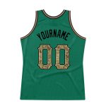 Custom Name and Number Personalized Kelly Green Camo Basketball Jersey - Authentic Throwback Style Personalized Kelly Green