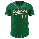 Custom Name Number Authentic Baseball Jersey - Kelly Green City Cream-Black Personalized Kelly Green City Cream-Black Authentic