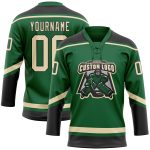 Custom Name and Number Personalized Kelly Green Cream-Black Hockey Lace Neck Jersey - Team Gear Personalized Kelly Green