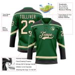 Custom Name and Number Personalized Kelly Green Cream-Black Hockey Lace Neck Jersey - Team Gear Personalized Kelly Green