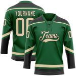 Custom Name and Number Personalized Kelly Green Cream-Black Hockey Lace Neck Jersey - Team Gear Personalized Kelly Green