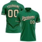 Custom Kelly Green Performance Vapor Golf Polo Shirt with Team Name and Number Personalized Kelly Green City Cream-Black